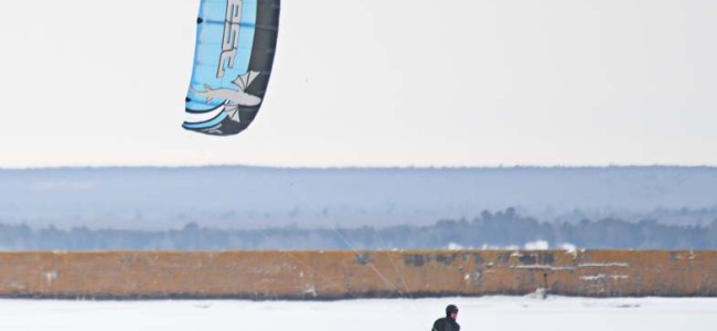 Kite Skiing on Lake Superior